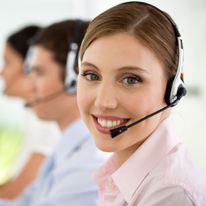 Woman in a call center